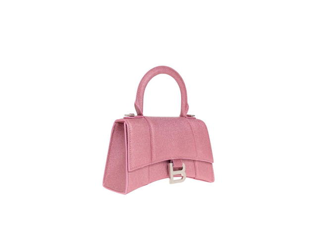 Balenciaga Balenciaga Hourglass XS Handbag In Pink Glitter Fabric With Aged Silver Hardware - view 3