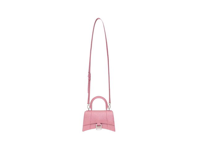 Balenciaga Balenciaga Hourglass XS Handbag In Pink Glitter Fabric With Aged Silver Hardware - view 4