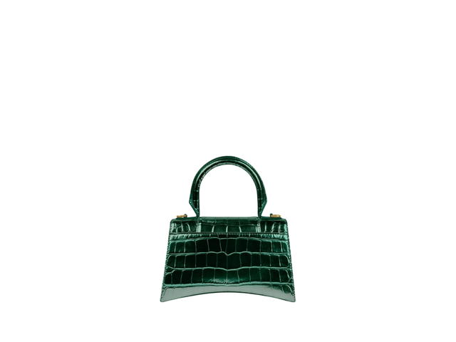 Balenciaga Balenciaga Hourglass XS Handbag In Shiny Crocodile Embossed Calfskin With Aged Gold Hardware Forest Green - view 2