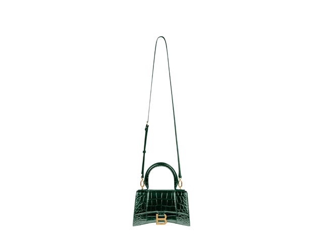 Balenciaga Balenciaga Hourglass XS Handbag In Shiny Crocodile Embossed Calfskin With Aged Gold Hardware Forest Green - view 3