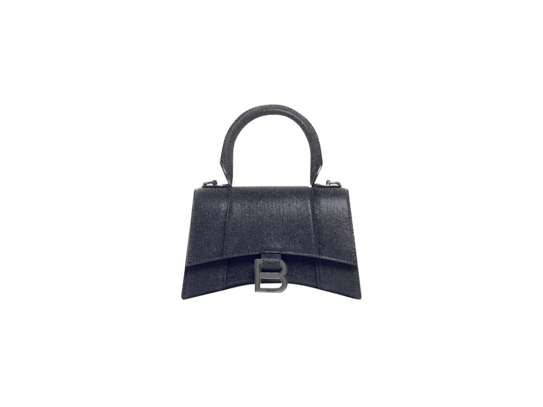 Balenciaga Balenciaga Hourglass XS Handbag In Sparkling Fabric With Shiny Silver Hardware Black