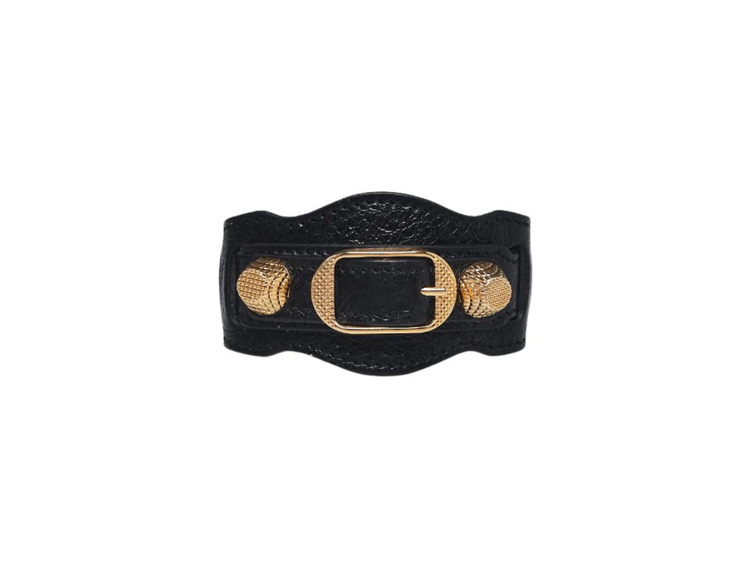 Balenciaga Balenciaga Lambskin Leather Arena Giant Gold Bracelet Black