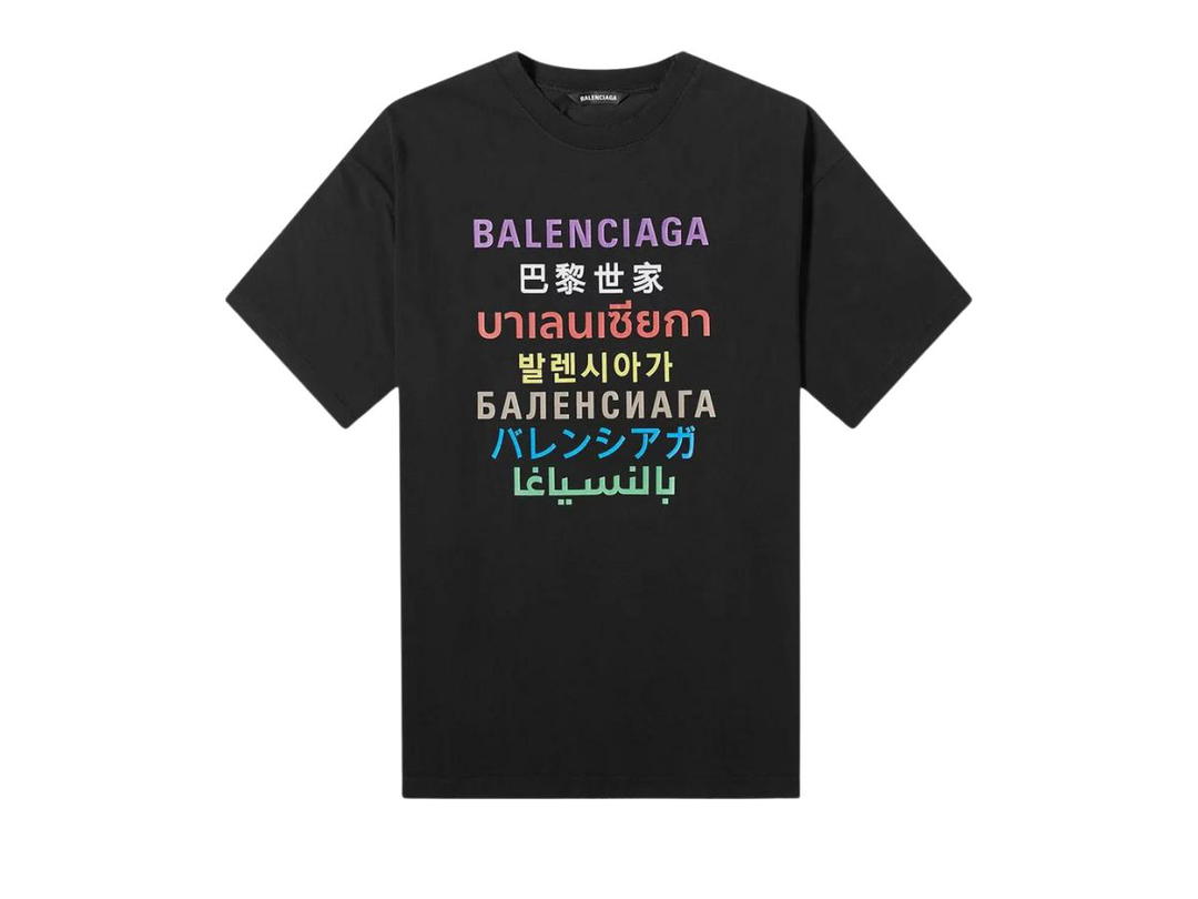Balenciaga Balenciaga Languages Logo Tee Black Multicolor