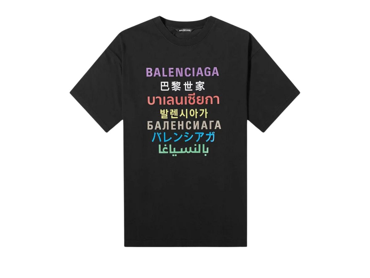 Balenciaga Balenciaga Languages Logo Tee Black Multicolor
