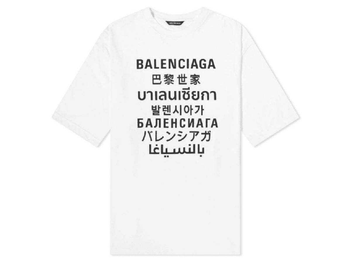 Balenciaga Balenciaga Languages Logo Tee White Black