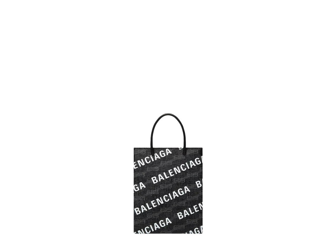 Balenciaga Balenciaga Large Shopping Bag In Black and Grey BB MonogrambCoated Canvas With White Printed All Over Logo