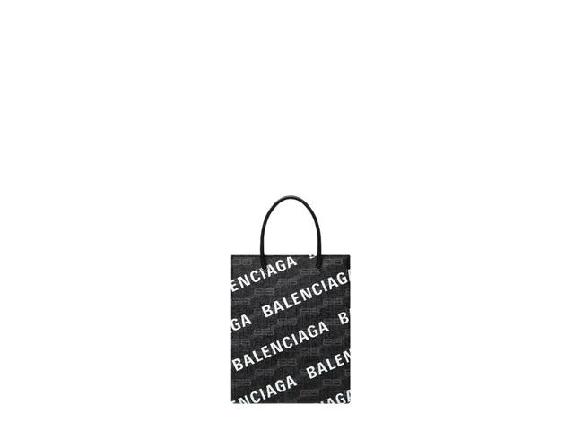 Balenciaga Balenciaga Large Shopping Bag In Black and Grey BB MonogrambCoated Canvas With White Printed All Over Logo - view 1