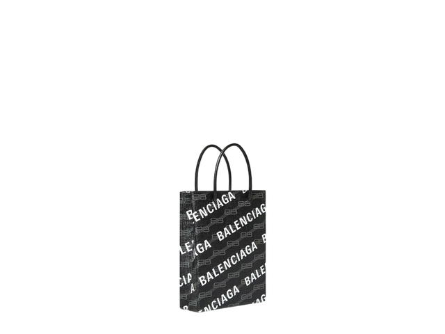 Balenciaga Balenciaga Large Shopping Bag In Black and Grey BB MonogrambCoated Canvas With White Printed All Over Logo - view 2