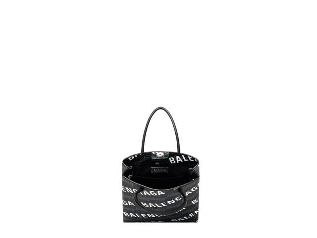 Balenciaga Balenciaga Large Shopping Bag In Black and Grey BB MonogrambCoated Canvas With White Printed All Over Logo - view 5