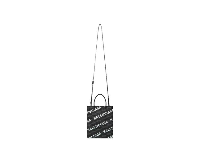 Balenciaga Balenciaga Large Shopping Bag In Black and Grey BB MonogrambCoated Canvas With White Printed All Over Logo - view 6