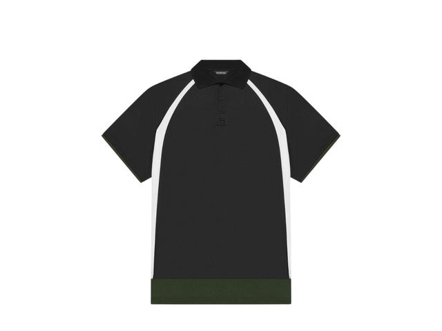 Balenciaga Balenciaga Layered Sport Polo In Black And Dark Green Cotton Pique - view 1