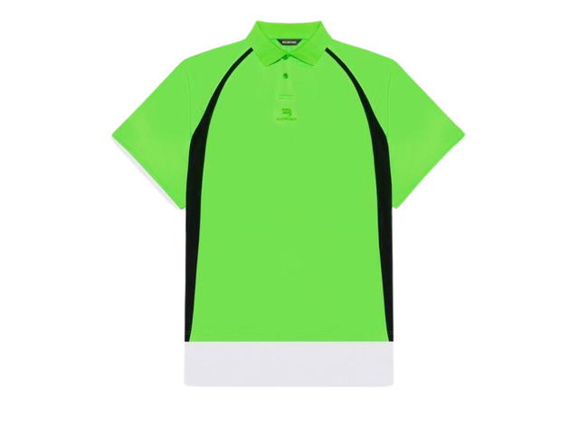 Balenciaga Balenciaga Layered Sport Polo In Neon Green And White Cotton Pique - view 1
