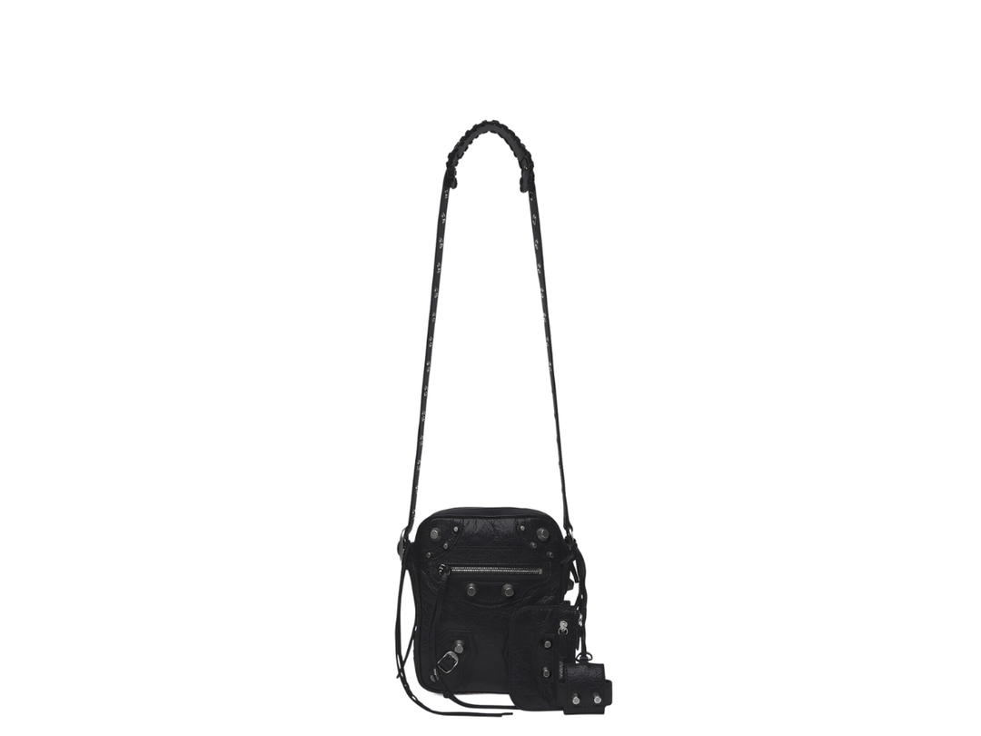 Balenciaga Balenciaga Le Cagole Men Crossbody Bag In Black Arena Lambskin With Aged-Silver Hardware