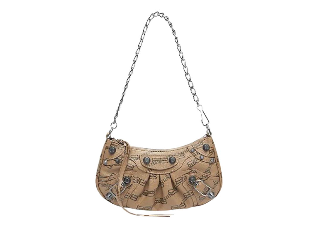 Balenciaga Balenciaga Le Cagole Mini Bag In Beige And Brown BB Monogram Coated Canvas With Aged-Silver Hardware