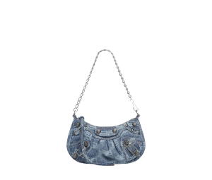 Buy Balenciaga Le Cagole Mini Bag In Blue Denim With Aged-Silver Hardware at Sasom – Authentic and Ready to Ship