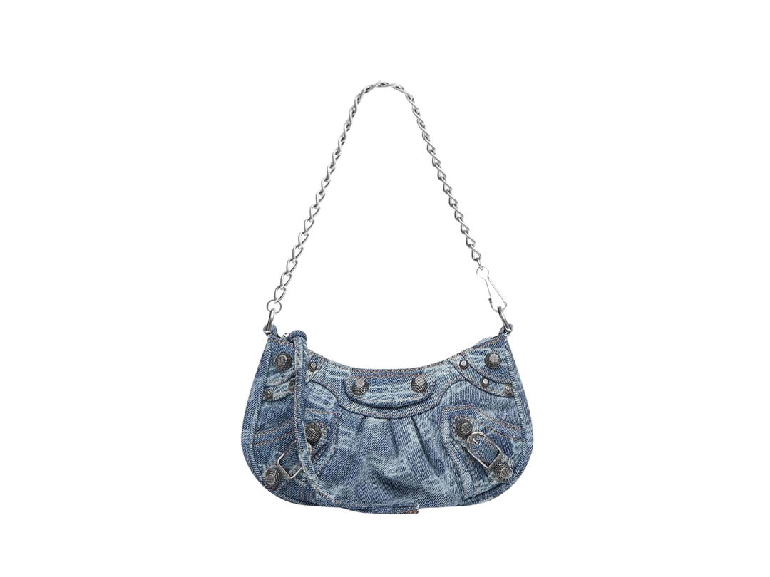 Balenciaga Balenciaga Le Cagole Mini Bag In Blue Denim With Aged-Silver Hardware