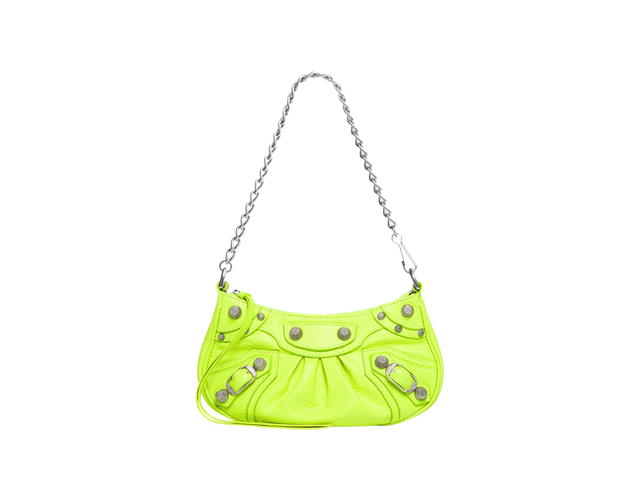 Balenciaga Balenciaga Le Cagole Mini Bag In Neon Yellow Arena Lambskin With Age Silver Hardware - view 1