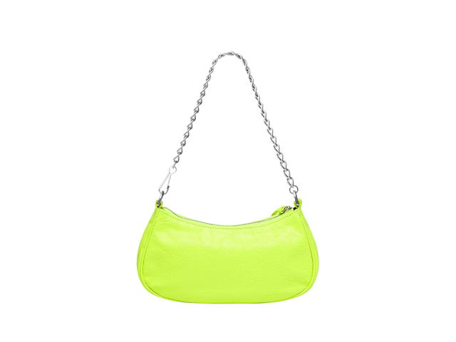 Balenciaga Balenciaga Le Cagole Mini Bag In Neon Yellow Arena Lambskin With Age Silver Hardware - view 2
