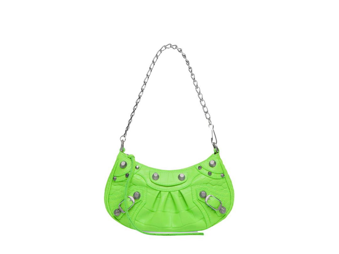 Balenciaga Balenciaga Le Cagole Mini Bag With Chain Crocodile Embossed In Bright Green