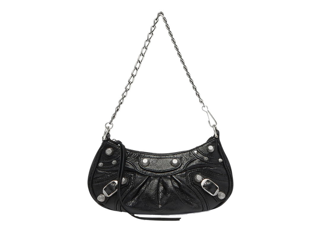 Balenciaga Balenciaga Le Cagole Mini Bag With Chain In Black Arena Lambskin With Aged-Silver Hardware