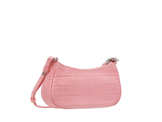 Balenciaga Balenciaga Le Cagole Mini In Crocodile Embossed Calfskin With Aged Silver Hardware Pink - view 2