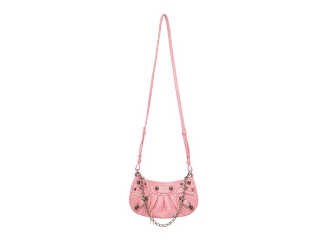 Balenciaga Balenciaga Le Cagole Mini In Crocodile Embossed Calfskin With Aged Silver Hardware Pink - view 3