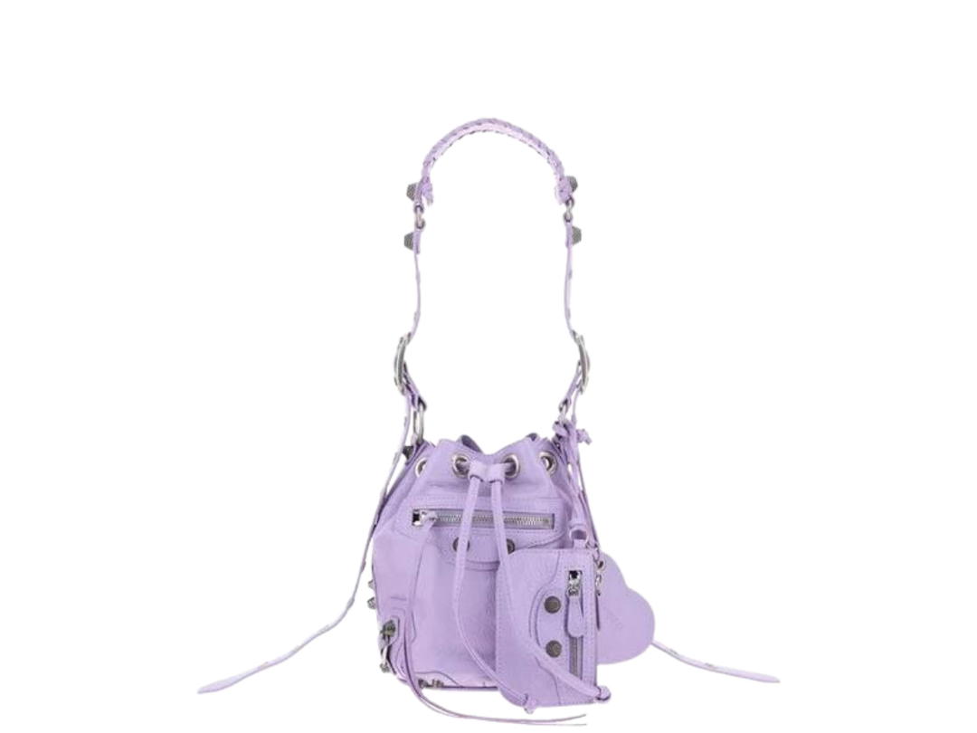 Balenciaga Balenciaga Le Cagole XS Bucket Bag In Calf Leather With Aged-Silver Hardware Purple