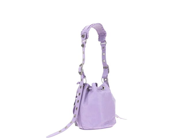Balenciaga Balenciaga Le Cagole XS Bucket Bag In Calf Leather With Aged-Silver Hardware Purple - view 2