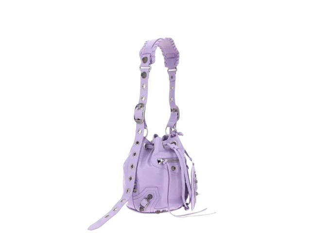Balenciaga Balenciaga Le Cagole XS Bucket Bag In Calf Leather With Aged-Silver Hardware Purple - view 3