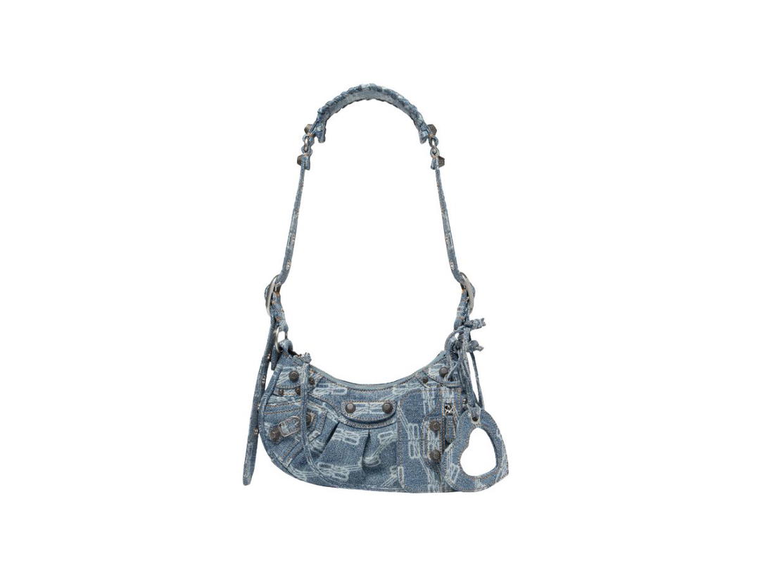 Balenciaga Balenciaga Le Cagole XS Shoulder Bag BB Monogram Bleached Denim Blue