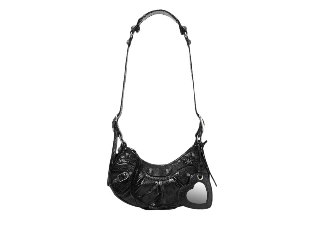 Balenciaga Balenciaga Le Cagole XS Shoulder Bag In Black Arena Lambskin With Aged-Silver Hardware