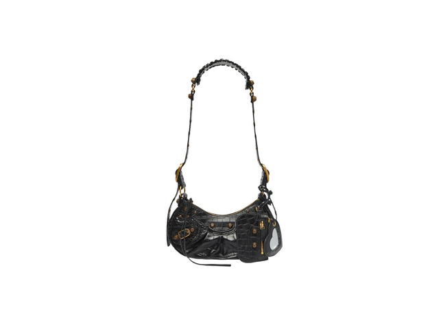 Balenciaga Balenciaga Le Cagole XS Shoulder Bag In Crocodile Embossed Leather With Gold Hardware Black - view 1