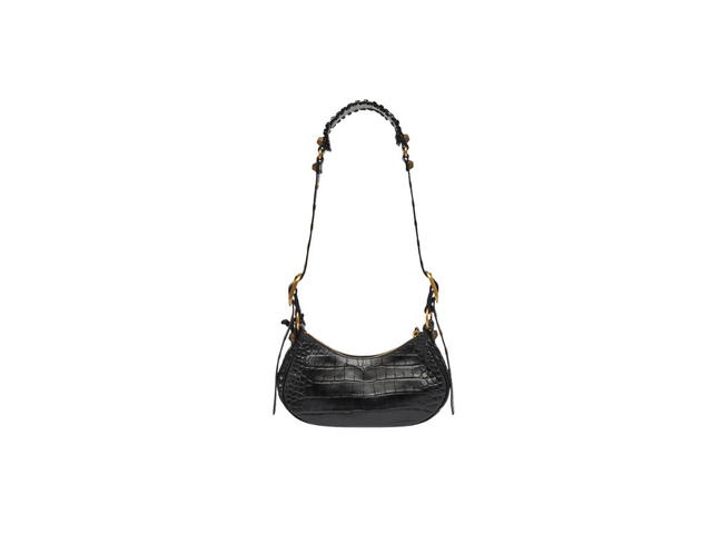 Balenciaga Balenciaga Le Cagole XS Shoulder Bag In Crocodile Embossed Leather With Gold Hardware Black - view 2