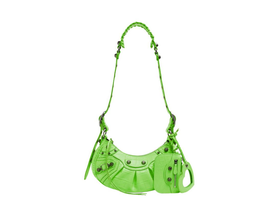Balenciaga Balenciaga Le Cagole XS Shoulder Bag Crocodile Embossed Green