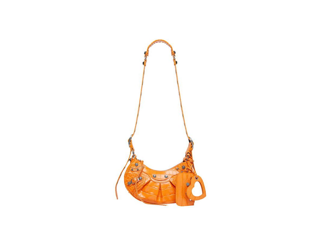 Balenciaga Balenciaga Le Cagole XS Shoulder Bag Crocodile Embossed Orange