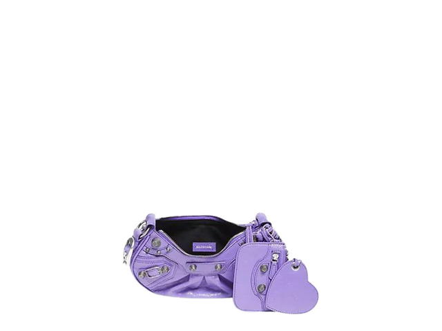 Balenciaga Balenciaga Le Cagole XS Shoulder Bag In Arena Lambskin With Aged-Silver Hardware Purple - view 3
