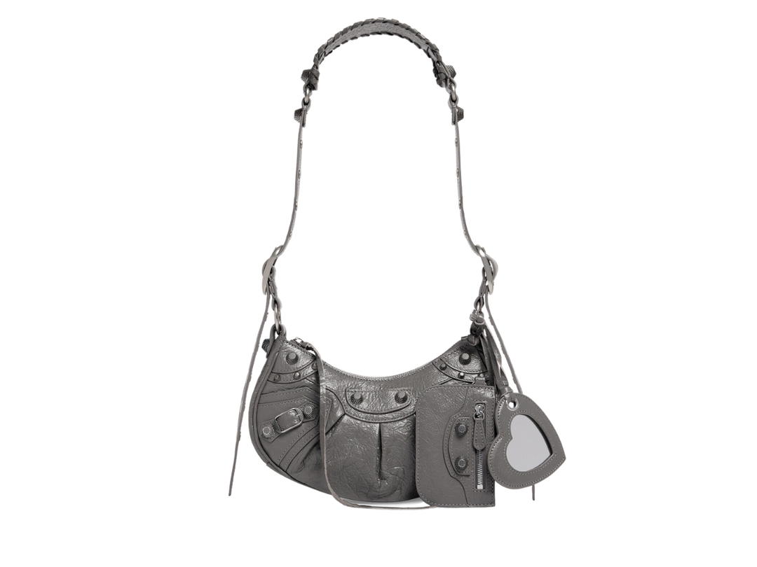 Balenciaga Balenciaga Le Cagole XS Shoulder Bag In Dark Grey Arena Lambskin With Aged-Silver Hardware