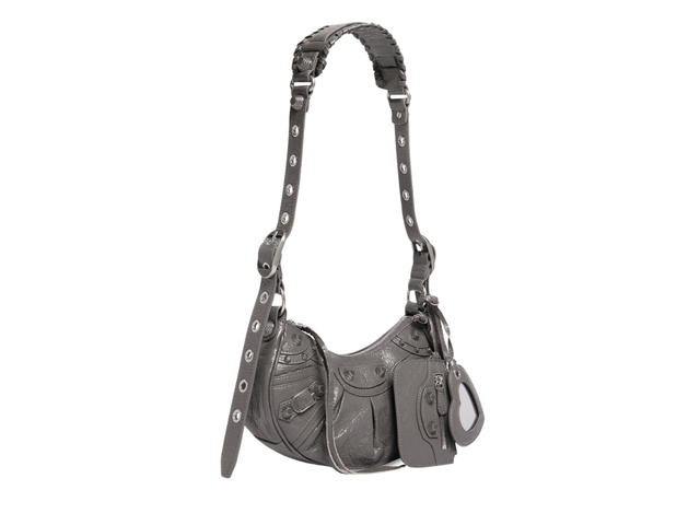 Balenciaga Balenciaga Le Cagole XS Shoulder Bag In Dark Grey Arena Lambskin With Aged-Silver Hardware - view 3