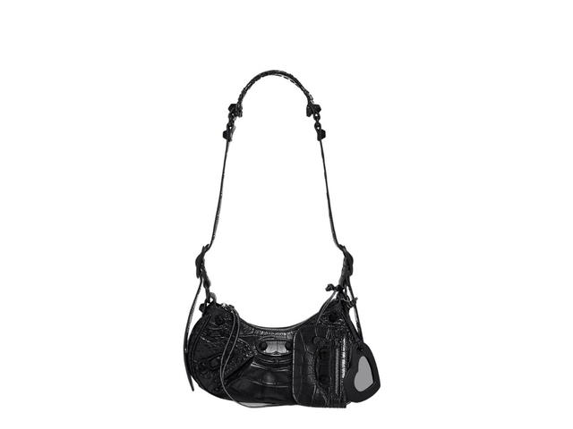 Balenciaga Balenciaga Le Cagole Xs Shoulder Bag In Extra Supple Crocodile Embossed Calfskin Black Matte Hardware Black - view 1