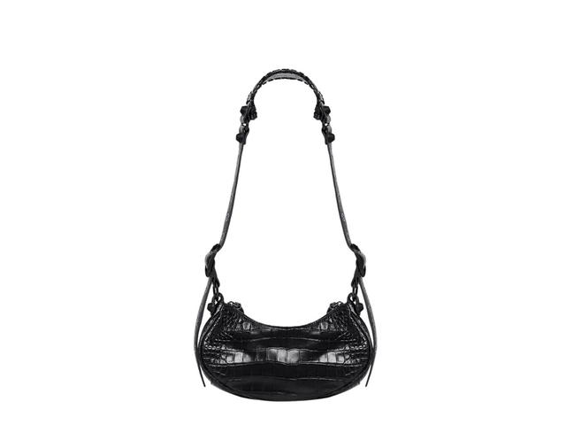 Balenciaga Balenciaga Le Cagole Xs Shoulder Bag In Extra Supple Crocodile Embossed Calfskin Black Matte Hardware Black - view 2