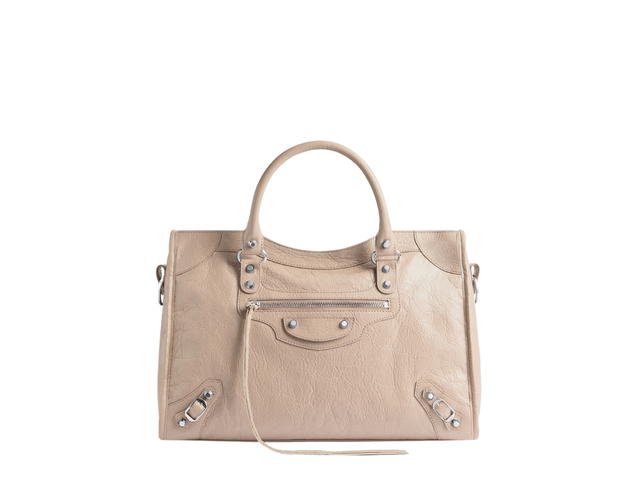 Balenciaga Balenciaga Le City Medium Bag In Beige Arena Lambskin With Shiny Silver Hardware - view 1