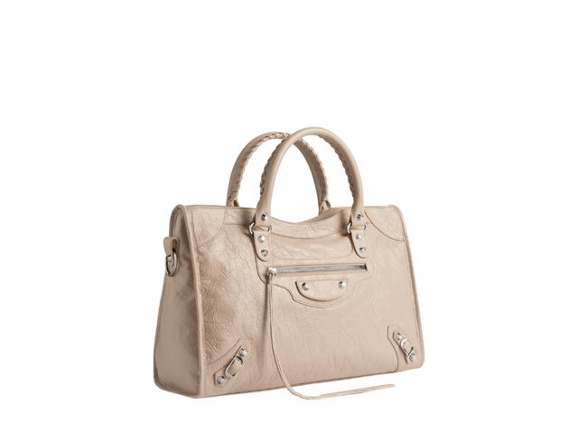 Balenciaga Balenciaga Le City Medium Bag In Beige Arena Lambskin With Shiny Silver Hardware - view 2