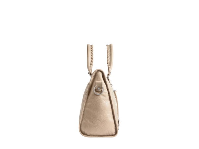 Balenciaga Balenciaga Le City Medium Bag In Beige Arena Lambskin With Shiny Silver Hardware - view 3