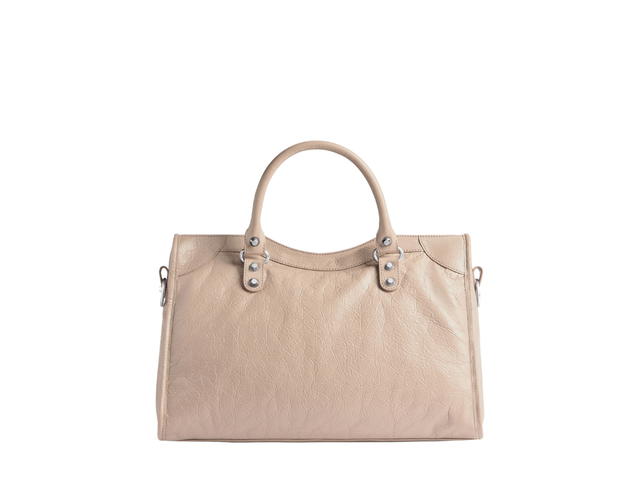 Balenciaga Balenciaga Le City Medium Bag In Beige Arena Lambskin With Shiny Silver Hardware - view 4