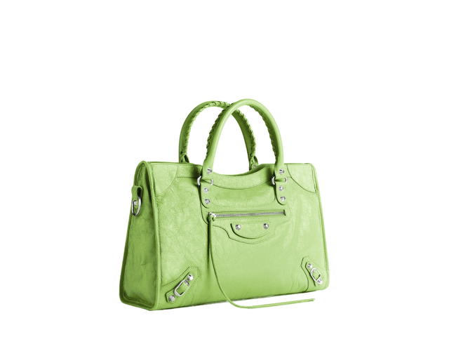 Balenciaga Balenciaga Le City Medium Bag In Green Arena Lambskin With Shiny Silver Hardware - view 2