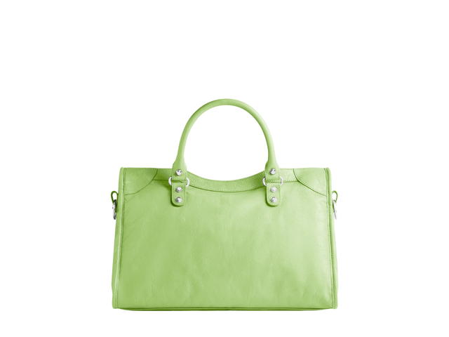 Balenciaga Balenciaga Le City Medium Bag In Green Arena Lambskin With Shiny Silver Hardware - view 4