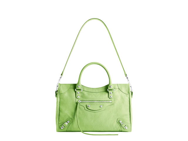 Balenciaga Balenciaga Le City Medium Bag In Green Arena Lambskin With Shiny Silver Hardware - view 5
