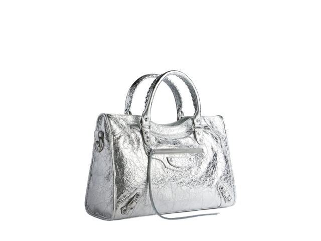 Balenciaga Balenciaga Le City Medium Bag In Silver Metallized Arena Lambskin With Shiny Silver Hardware - view 2