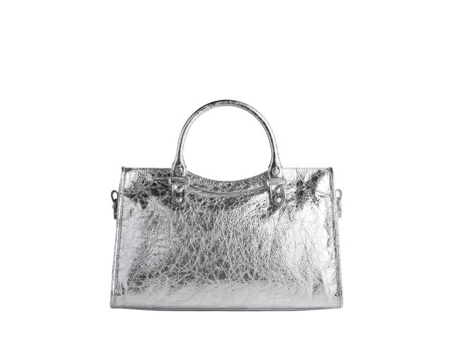 Balenciaga Balenciaga Le City Medium Bag In Silver Metallized Arena Lambskin With Shiny Silver Hardware - view 4