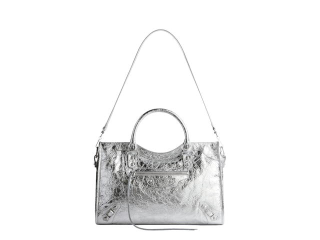Balenciaga Balenciaga Le City Medium Bag In Silver Metallized Arena Lambskin With Shiny Silver Hardware - view 5